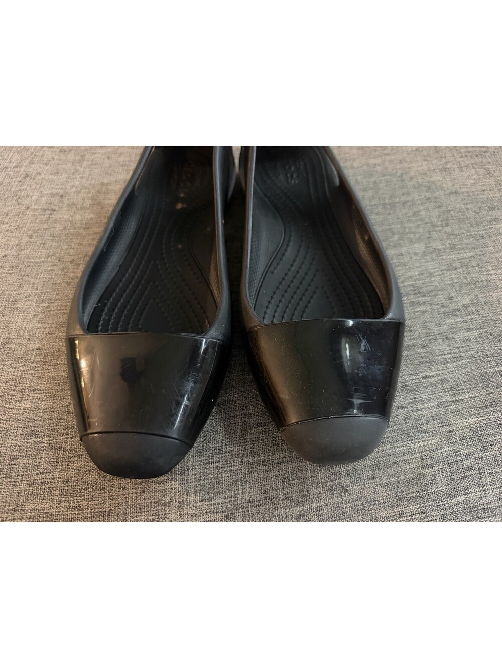 Crocs Sienna Shiny Flat Womens 7 Black Cap Toe Slip On Ballet - Picture 7 of 8